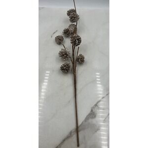 Balsam Hill Pinecone Floral Spray Picks Champagne Glittered Color Lot of 6
